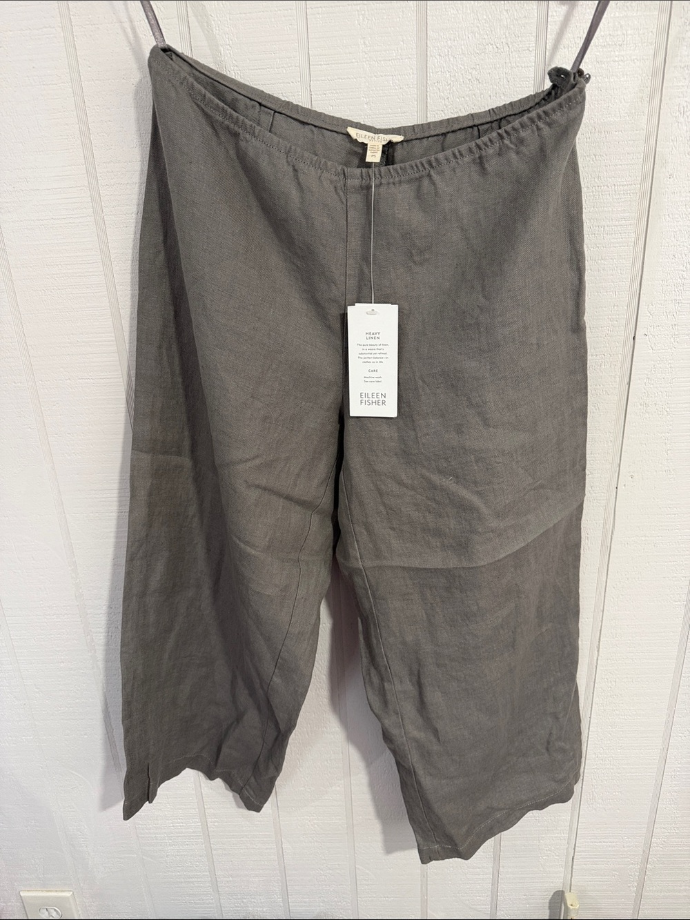 NWT Eileen Fisher Linen Wide Leg Pants in Charcoal